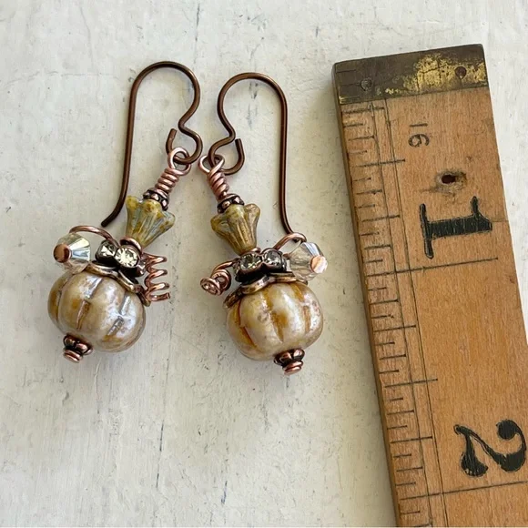 Hand Crafted “Pumpkin Crème Brûlée” Dangle Earrings - Picture 11 of 12